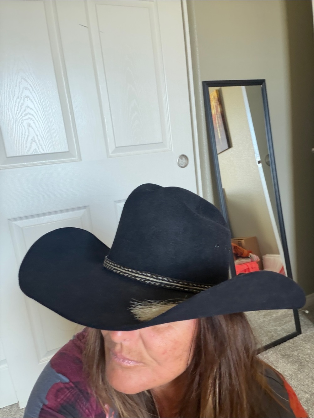 Wrangler Vintage 6 3/4 Black Felt Cowboy Hat with Braided Horsehair Band